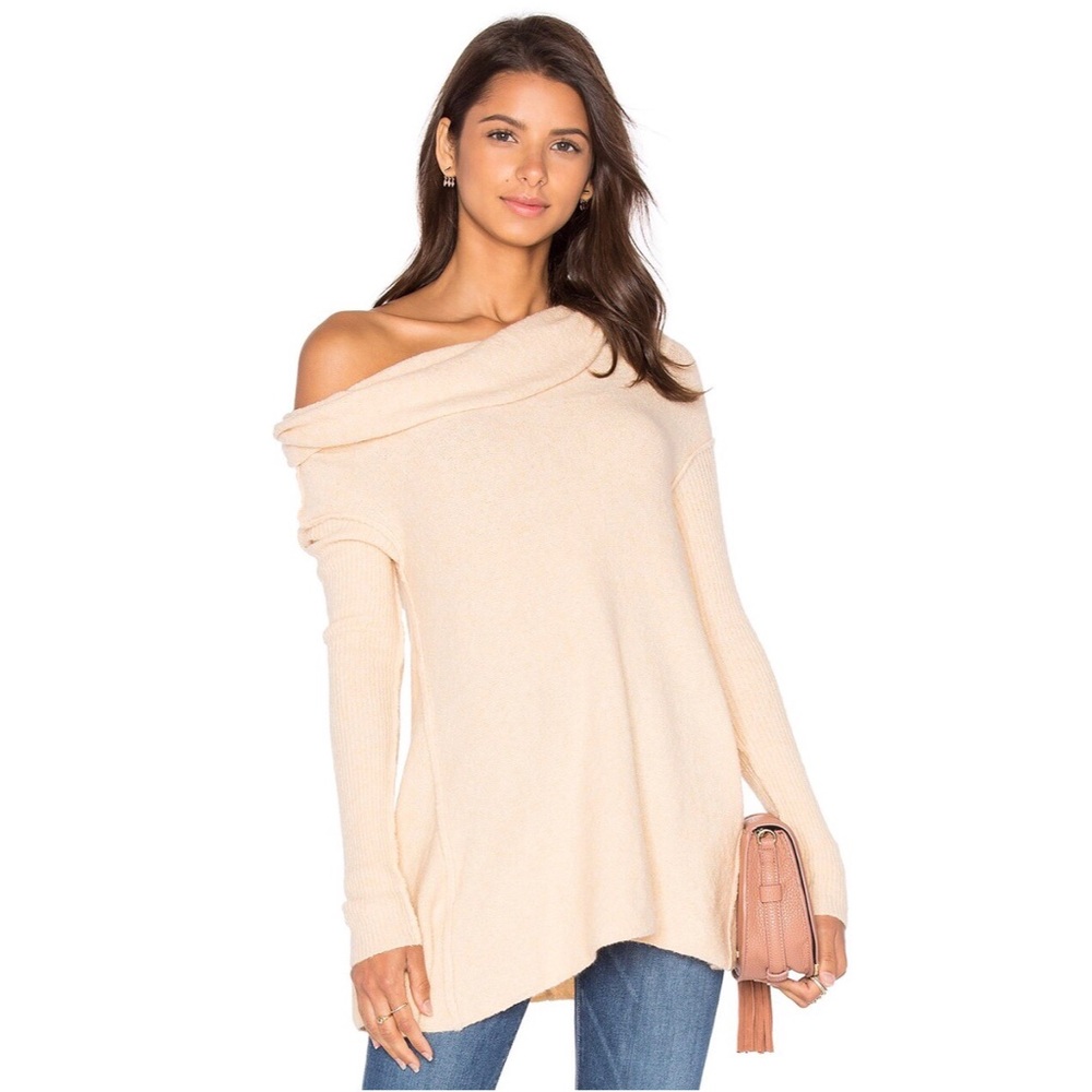 NEW Free People Cream Off The Shoulder Sweater